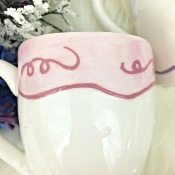 Rare 2004 AVON Birthday Gift Collection Celebration Mugs Set of 4 Pretty Pastel - Picture 4 of 7